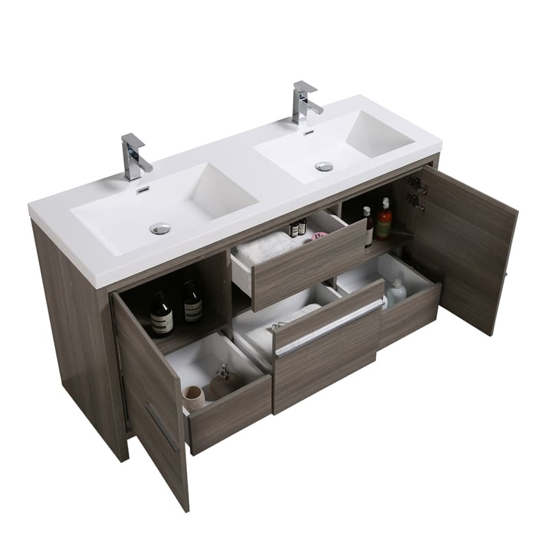Aquamoon Granada 60 Maple Grey Double, Modern Double Sink Bathroom Vanity Cabinets